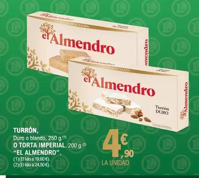 Oferta de El Almendro - Turrón, O Torta Imperial por 4,9€ en E.Leclerc