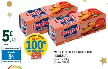 Oferta de Isabel - Mejillones En Escabeche por 5,49€ en E.Leclerc