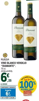 Oferta de Diamante - Vino Blanco Verdejo por 6,25€ en E.Leclerc