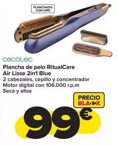 Oferta de Cecotec - Plancha De Pelo Ritualcare Air Lisse 2in1 Blue por 99€ en Carrefour