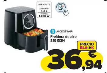 Oferta de Aigostar - Freidora De Aire 819133N por 36,94€ en Carrefour