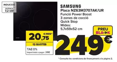 Oferta de Samsung - Placa NZ63M3707AK/UR por 249€ en Carrefour