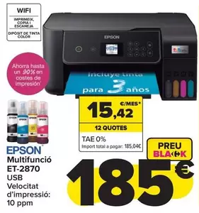 Oferta de Epson - Multifuncion ET-2870  por 185€ en Carrefour