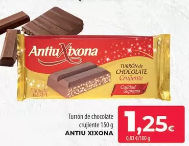 Oferta de Antiu Xixona - Turron De Chocolate Crujiente por 1,25€ en Spar Tenerife