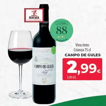 Oferta de Campo de Gules - Vino Tinto Crianza por 2,99€ en Spar Tenerife