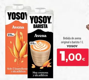 Oferta de YoSoy - Bebida De Avena Original O Barista por 1€ en Spar Tenerife