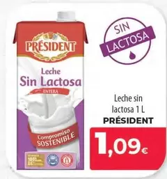 Oferta de Président - Leche Sin Lactosa por 1,09€ en Spar Tenerife