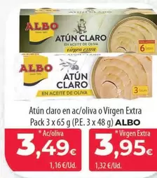 Oferta de Albo - Atun Claro En Ac/Olivia O Virgen Extra Pack por 3,49€ en Spar Tenerife