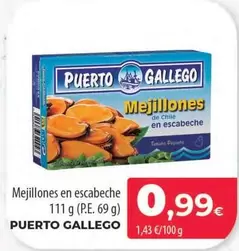 Oferta de Puerto Gallego - Mejillones En Escabeche por 0,99€ en Spar Tenerife