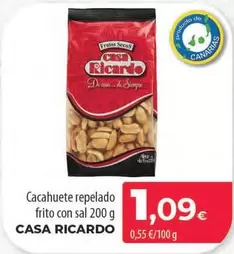 Oferta de Casa Ricardo - Cacahuete Repelado Frito Con Sal por 1,09€ en Spar Tenerife