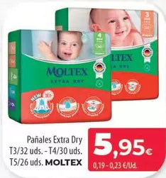 Oferta de Moltex - Pañales Extra Dry por 5,95€ en Spar Tenerife