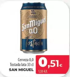 Oferta de San Miguel - Cerveza 0,0 Tostada por 0,51€ en Spar Tenerife