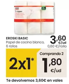 Oferta de Eroski Basic - Papel De Cocina Blanco por 3,6€ en Eroski