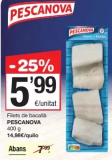 Oferta de Pescanova - Filets De Bacallà por 5,99€ en SPAR Fragadis