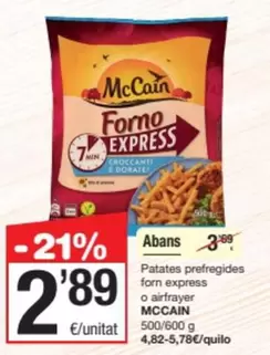 Oferta de McCain - Patates Prefregides Forno Express O Airfrayer por 2,89€ en SPAR Fragadis