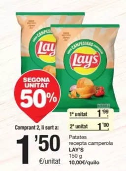 Oferta de Lay's - Patates Recepta Camperola por 1,99€ en SPAR Fragadis