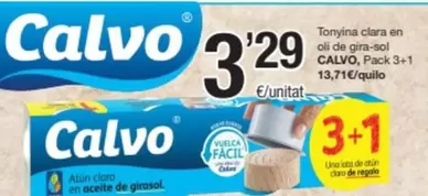 Oferta de Calvo - Tonyina Clara En Oli De Gira-sol por 3,29€ en SPAR Fragadis