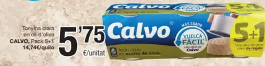 Oferta de Calvo - Tonyina diana en oi pollo por 5,75€ en SPAR Fragadis