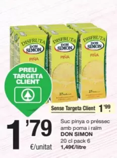 Oferta de Don Simón - Suc Pinya O Préssec Amb Poma I Raim por 1,79€ en SPAR Fragadis