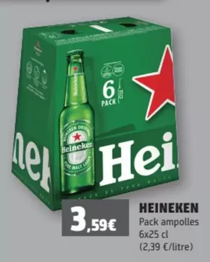 Oferta de Heineken - Pack Ampolles por 3,59€ en SPAR Fragadis