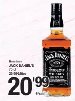 Oferta de Jack Daniel's - Bourbon por 20,99€ en SPAR Fragadis