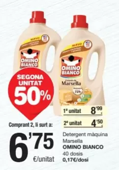 Oferta de Omino Bianco - Detergent Maquina Marsella por 8,99€ en SPAR Fragadis