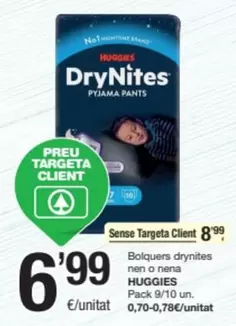 Oferta de Huggies - Bolquers Drynites Nen O Nena por 6,99€ en SPAR Fragadis