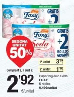 Oferta de Foxy - Paper Higienic Seda por 3,89€ en SPAR Fragadis