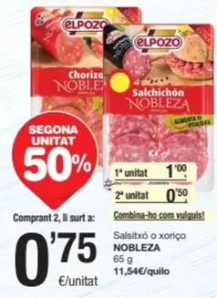 Oferta de Elpozo - Chorizo por 1€ en SPAR Fragadis