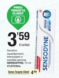 Oferta de Sensodyne - Dentifrici Repair&protect, Blanquejant O Sensible Genives por 3,59€ en SPAR Fragadis