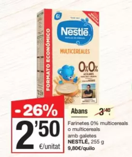 Oferta de Nestlé - Farinetes 0% Multicereals O Multicereals Amb Galetas por 2,5€ en SPAR Fragadis