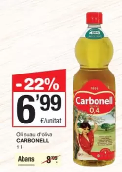 Oferta de Carbonell - Oli Suau D'oliva por 6,99€ en SPAR Fragadis