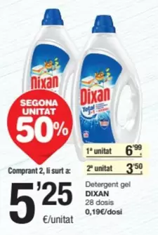 Oferta de Dixan - Detergent Gel por 6,99€ en SPAR Fragadis