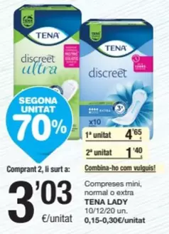 Oferta de Tena Lady - Compreses Mini, Normal O Extra por 3,03€ en SPAR Fragadis