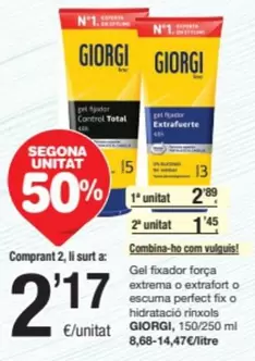 Oferta de Giorgi - Gel Fixador Força Extrema O Extrafort O Escuma Perfect Fix O Hidratacion Inoxio por 2,89€ en SPAR Fragadis