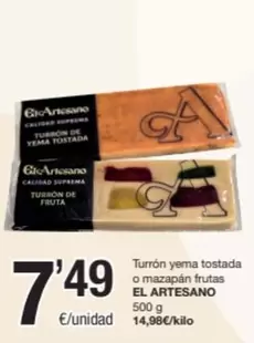 Oferta de El Artesano - Turron Yema Tostada O Mazapan Frutas por 7,49€ en SPAR Fragadis