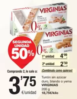 Oferta de Virginias - Turron Sin Azucar Duro por 4,99€ en SPAR Fragadis