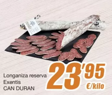 Oferta de Can Duran - Longaniza Reserva Exentis por 23,95€ en SPAR Fragadis