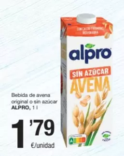 Oferta de Alpro - Bebida De Avena Original O Sin Azucar por 1,79€ en SPAR Fragadis