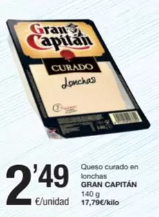 Oferta de Gran Capitán - Queso Curado En Lonchas por 2,49€ en SPAR Fragadis