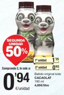 Oferta de Cacaolat - Batido Original Kids por 0,94€ en SPAR Fragadis