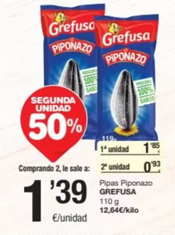 Oferta de Grefusa - Pipas Piponazo por 1,39€ en SPAR Fragadis