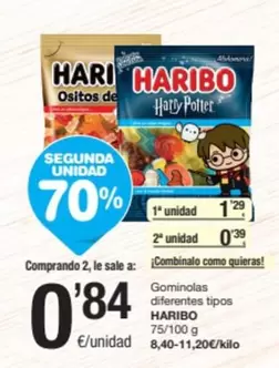 Oferta de Haribo - Gominolas Diferentes Tipos por 0,84€ en SPAR Fragadis