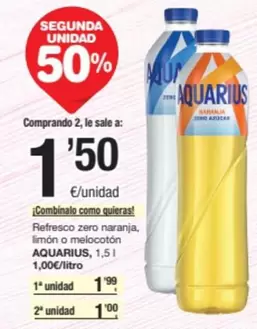 Oferta de Aquarius - Refresco Zero Naranja, Limon O Melocoton por 1,5€ en SPAR Fragadis