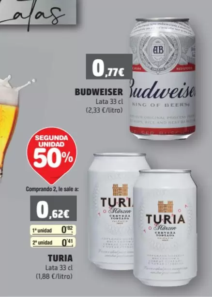 Oferta de Budweiser - Lata 33 Cl por 0,77€ en SPAR Fragadis