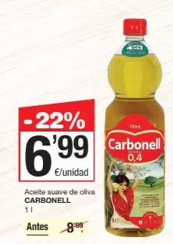 Oferta de Carbonell - Aceite Suave De Oliva por 6,99€ en SPAR Fragadis