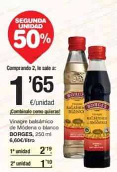 Oferta de Borges - Vinagre Balsamico De Módena O Blanco por 1,65€ en SPAR Fragadis