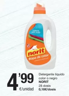 Oferta de Norit - Detergente Liquido Color O Negro por 4,99€ en SPAR Fragadis