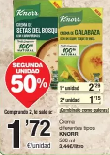 Oferta de Knorr - Crema Diferentes Tipos por 1,72€ en SPAR Fragadis