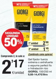 Oferta de Giorgi - Gel Fijador Fureza Extrema O Extrafuerte O Espuma Perfect Fix O Hidratación por 2,89€ en SPAR Fragadis